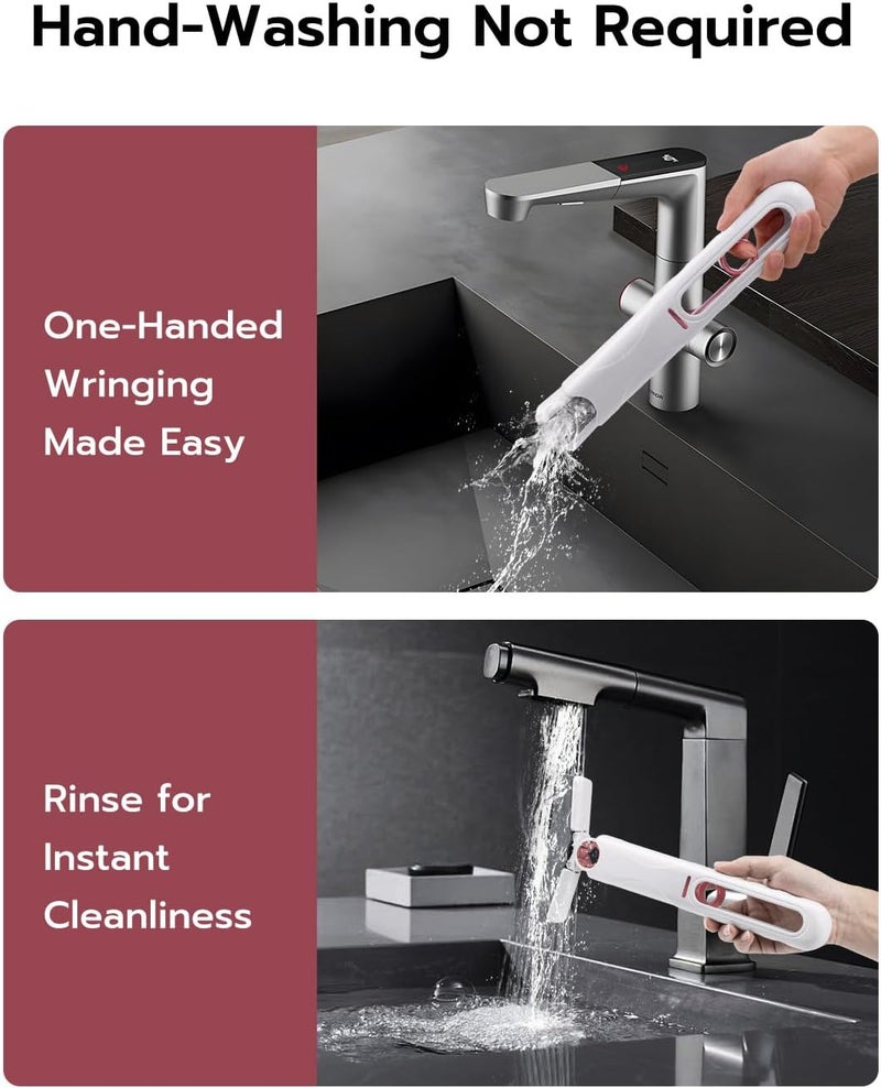 Mcbazel Portable Mini Cleaning Mop, Mini Sponge Mop, Wet and Dry Use Cleaning System, Mini Mop for Bathroom, Kitchen, Desktop, Glass, Living Room, Car (2 Sponge Head + 1 Squeeze Handle) - Image 3